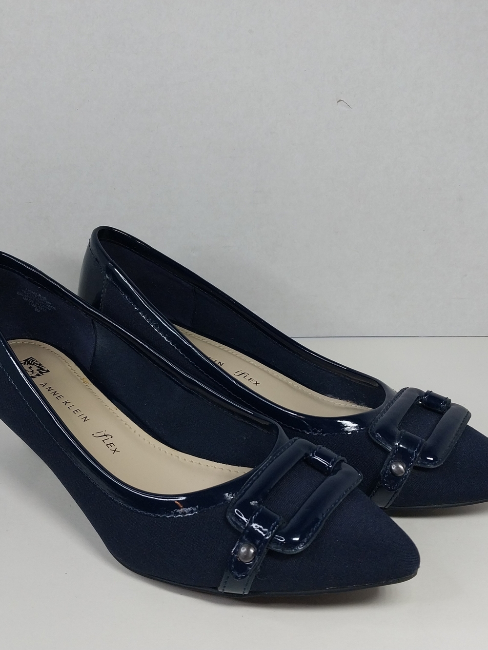 Anne Klein iFlex Melanie Navy Blue Kitten Heels Womens Size 8 Office Wear Shoes